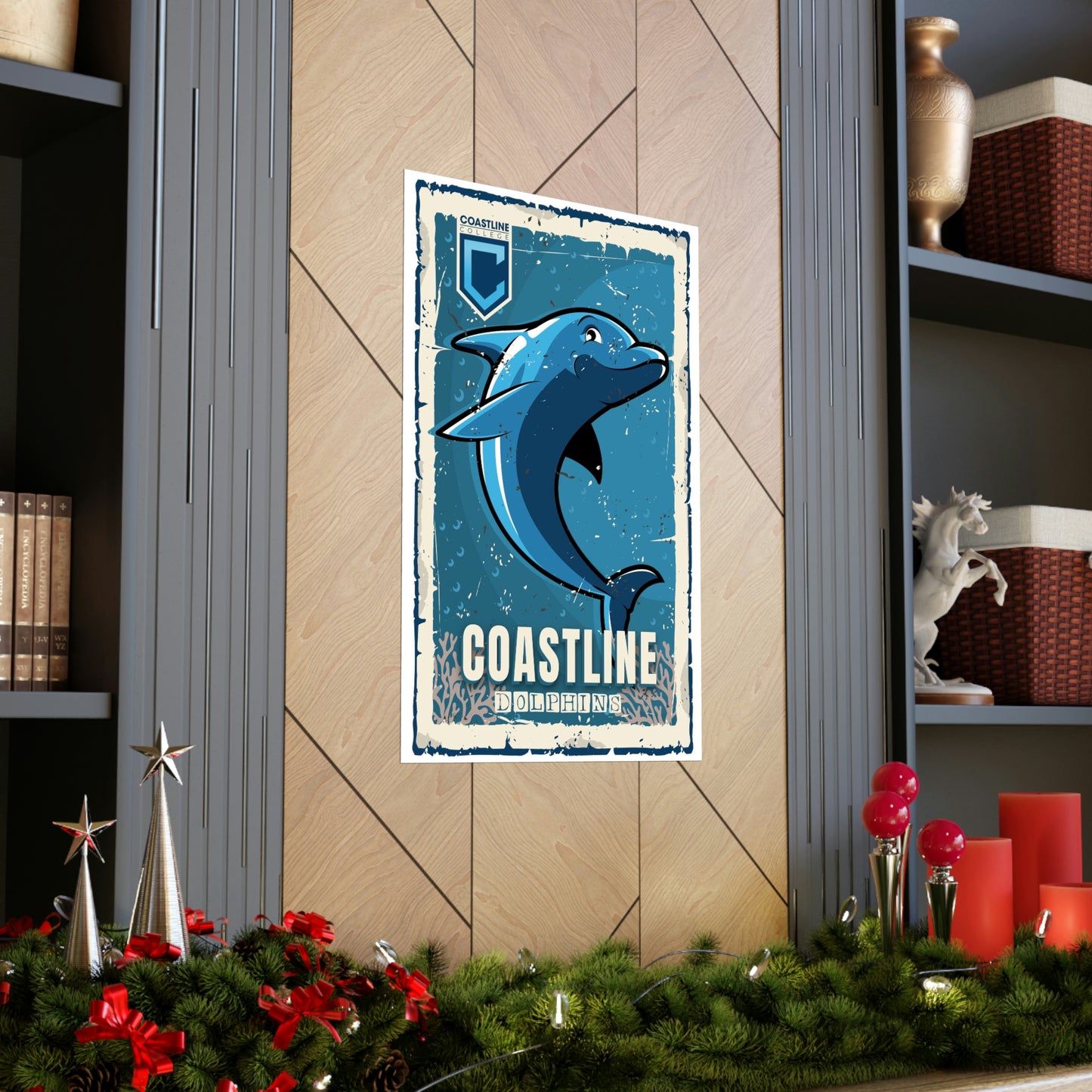 Coastline Dolphins Premium Matte Vertical Poster