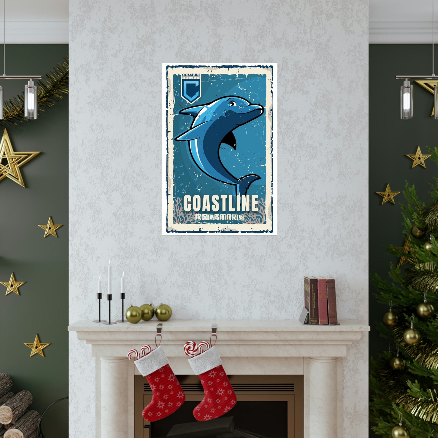 Coastline Dolphins Premium Matte Vertical Poster