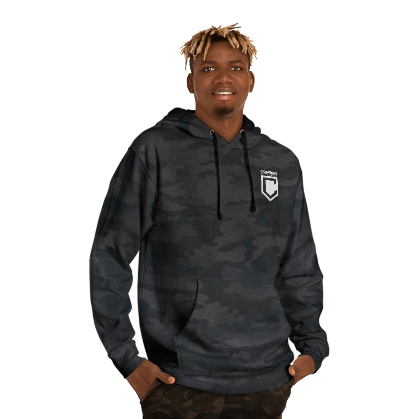 Copy of Coastline Veterans Resource Center Black Camo Unisex Hooded Sweatshirt - Back Logo