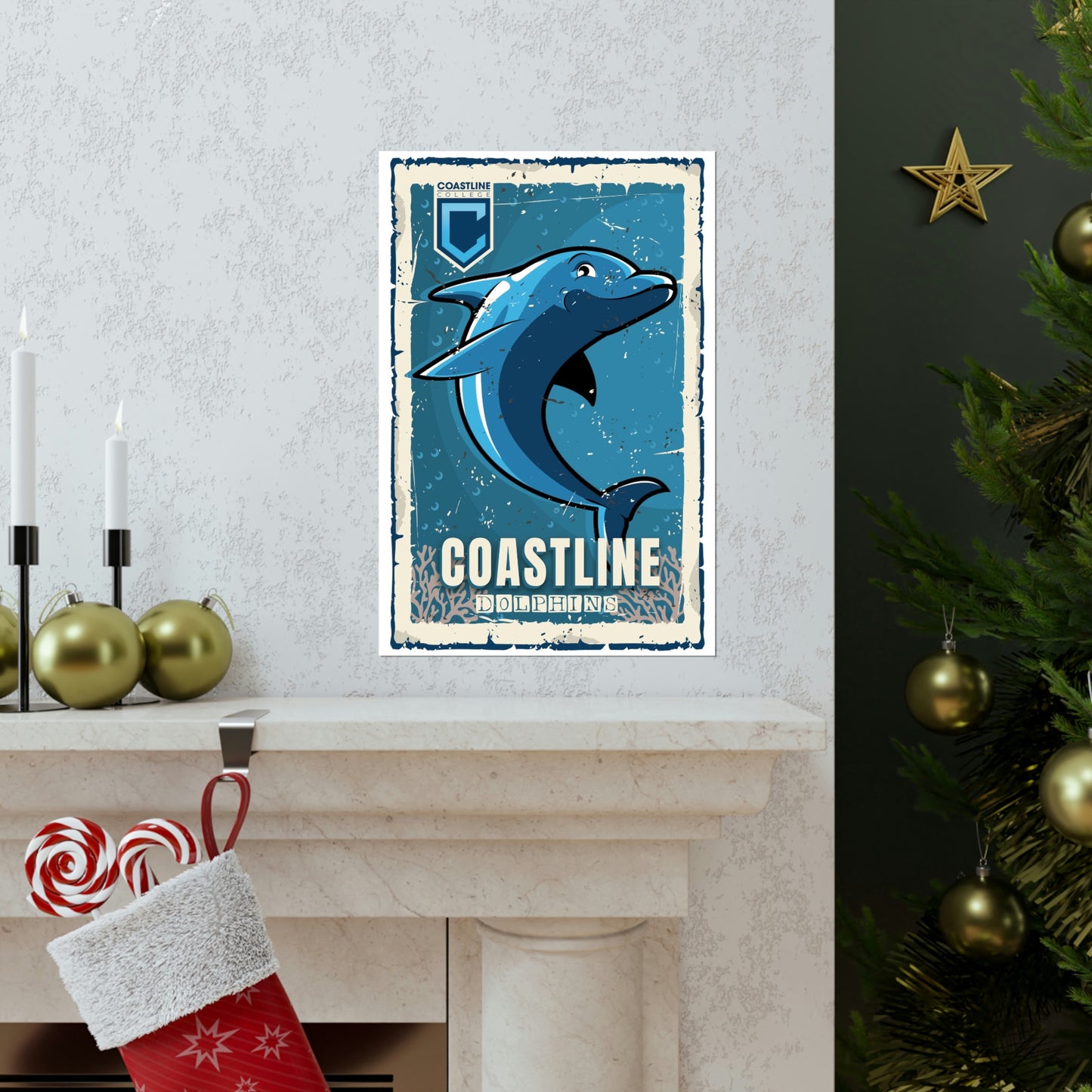 Coastline Dolphins Premium Matte Vertical Poster