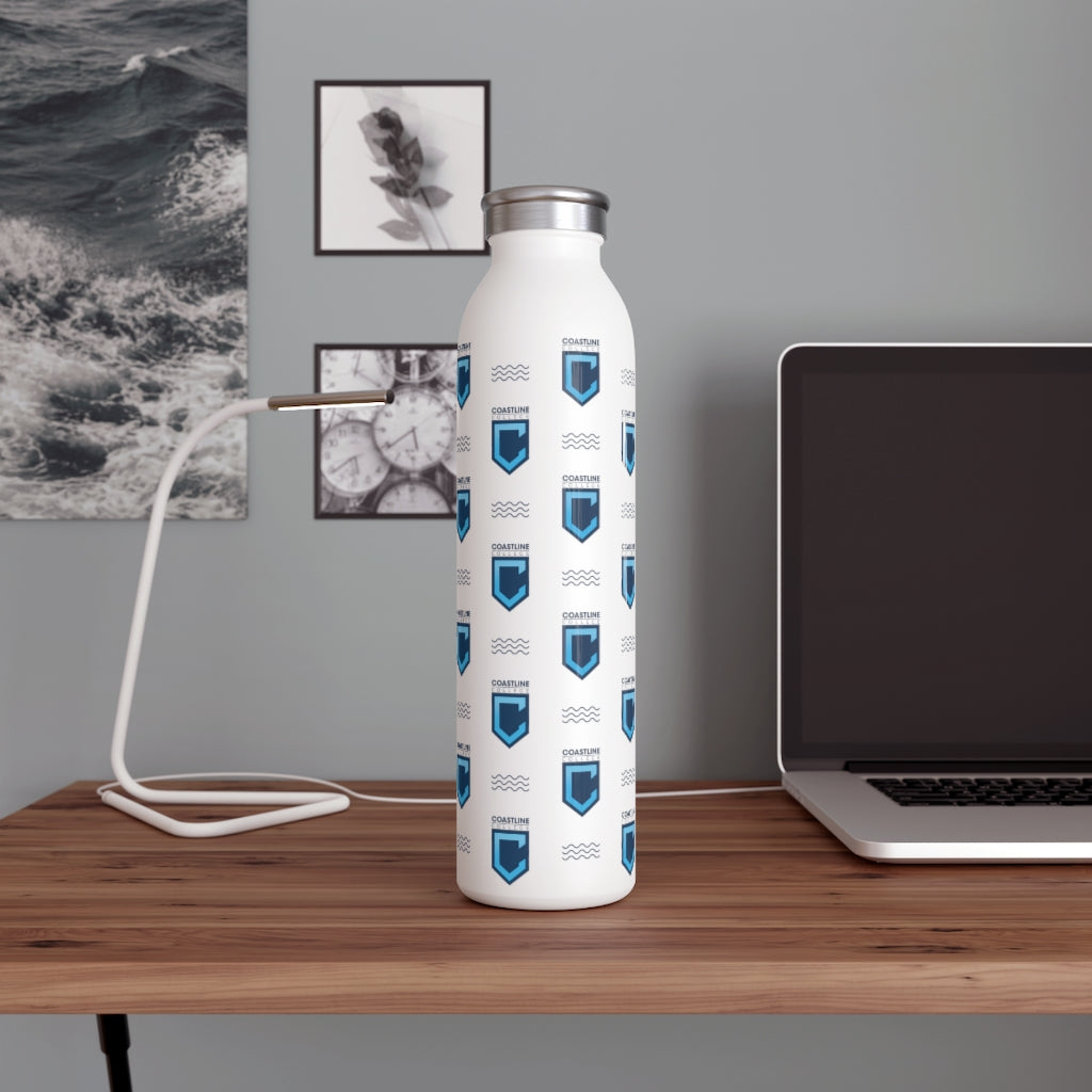 Shield Logo with Waves Slim Water Bottle