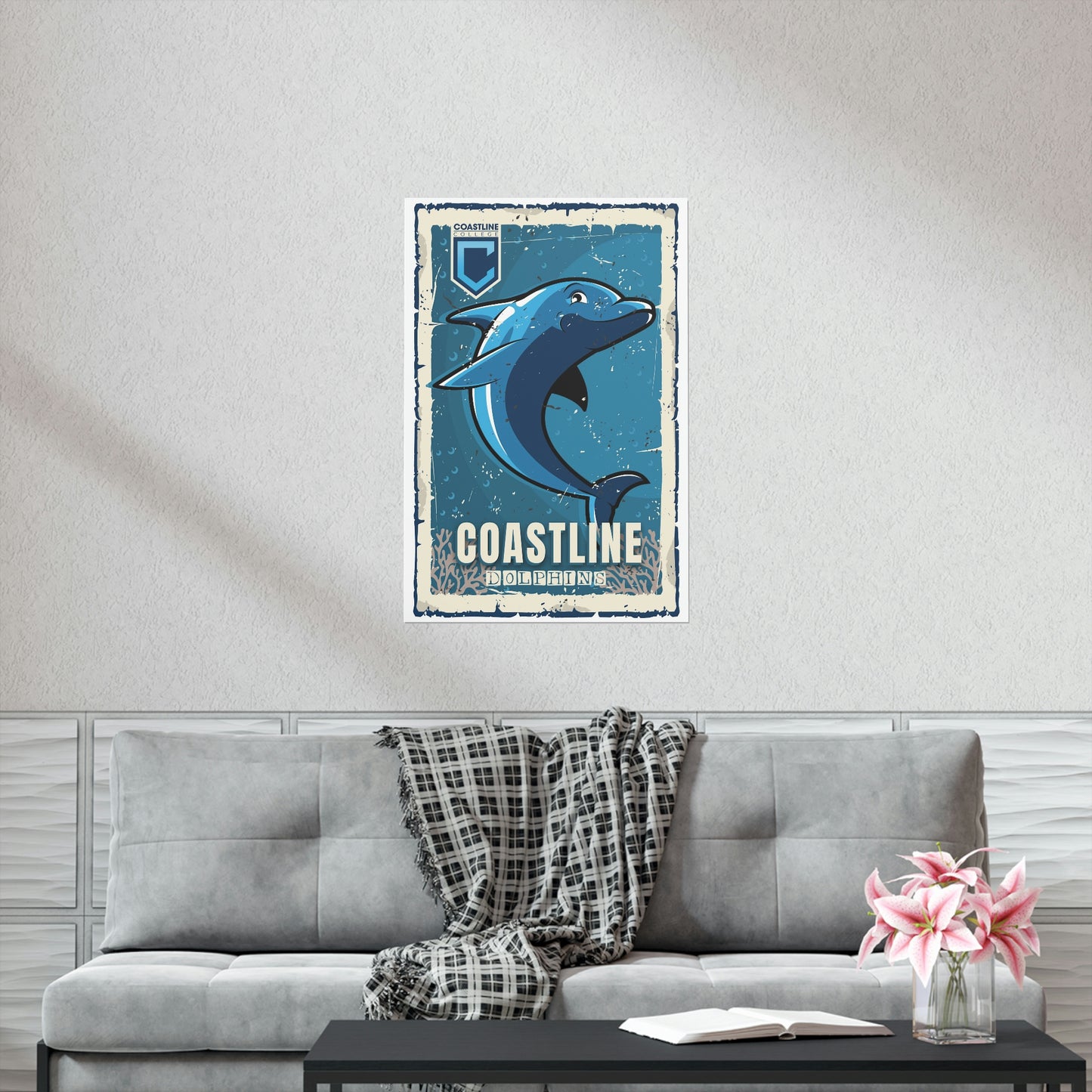 Coastline Dolphins Premium Matte Vertical Poster