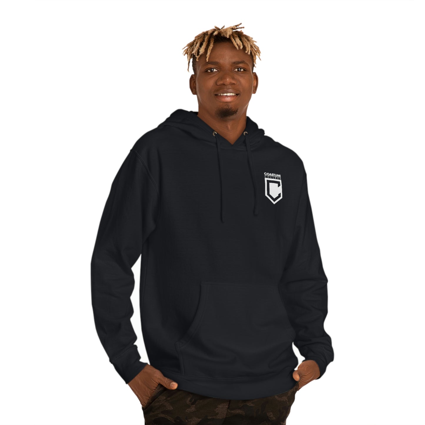 Copy of Coastline Veterans Resource Center Black Camo Unisex Hooded Sweatshirt - Back Logo