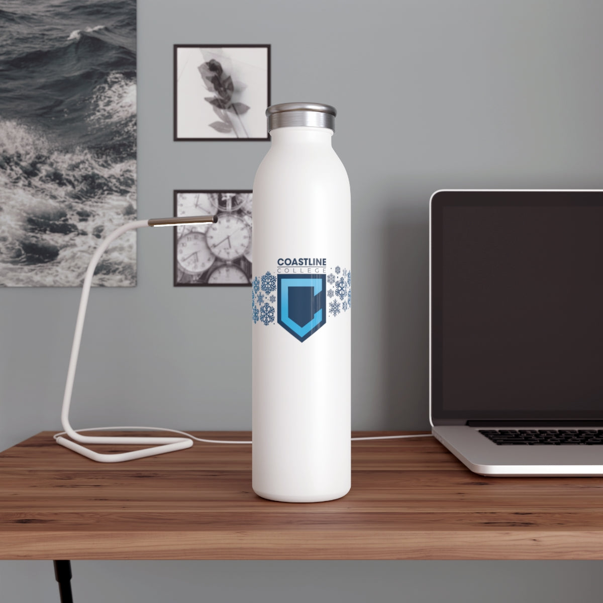 Coastline Winter Wave Slim Water Bottle