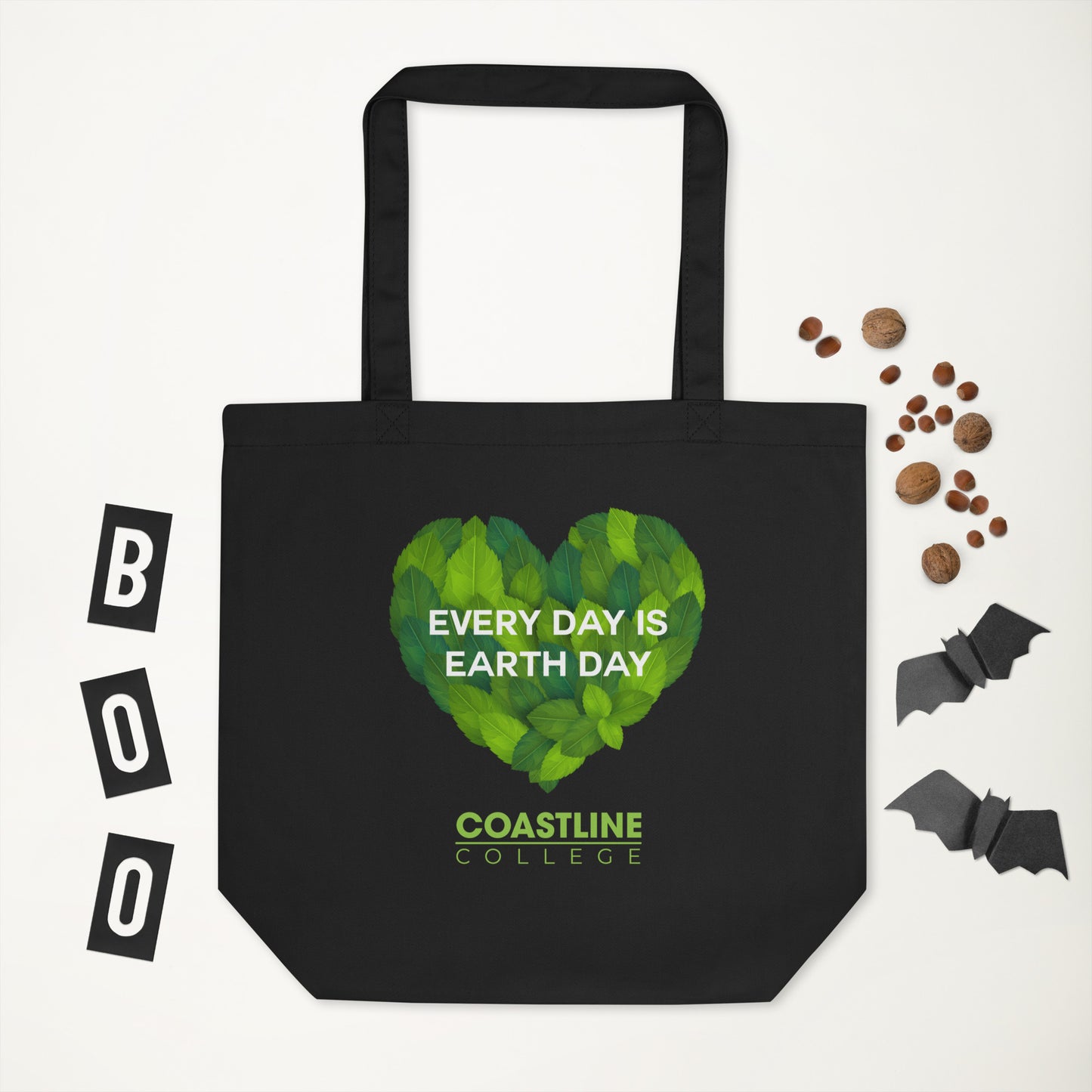 Coastline "Every Day is Earth Day" Black Eco Tote Bag