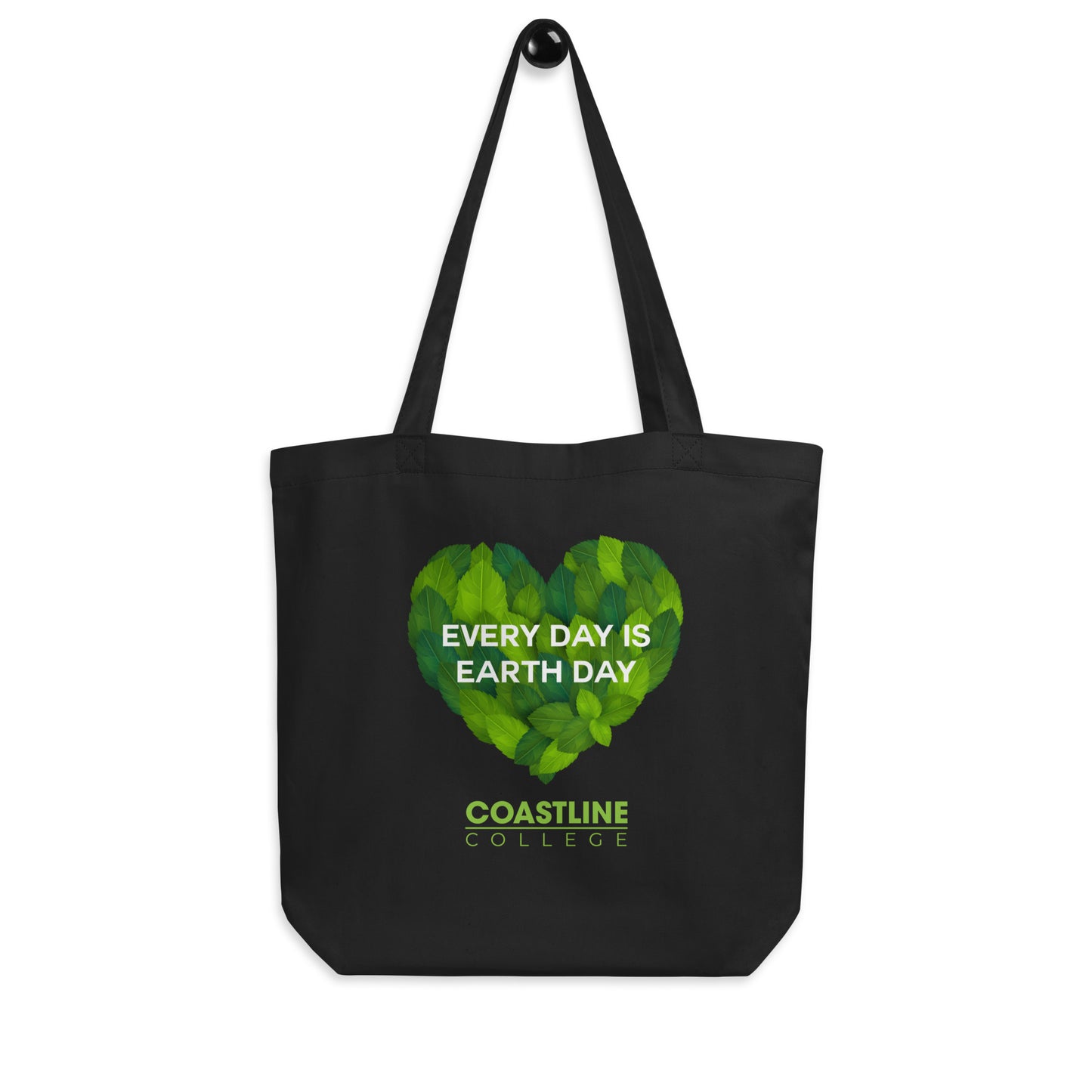 Coastline "Every Day is Earth Day" Black Eco Tote Bag