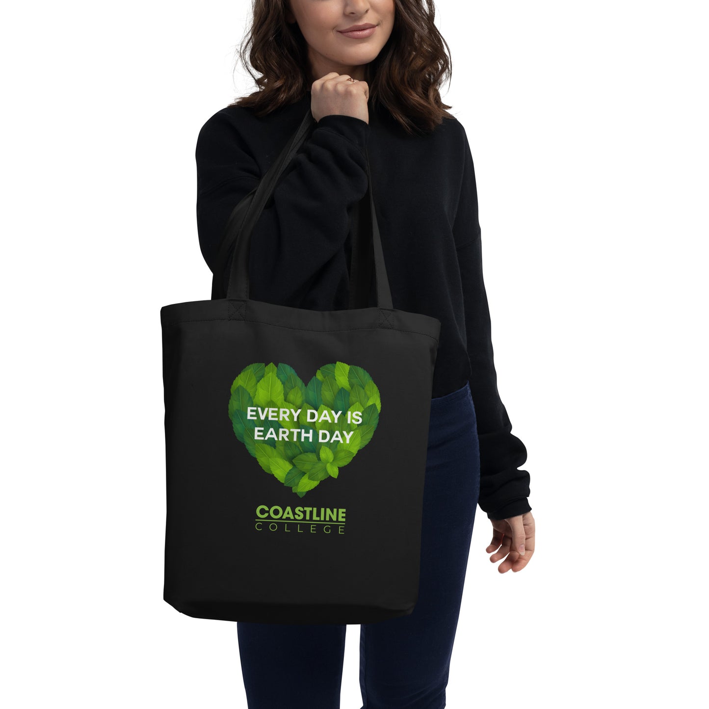 Coastline "Every Day is Earth Day" Black Eco Tote Bag