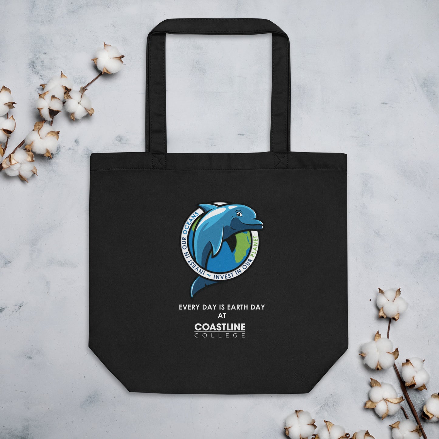 Fin Invest In Our Oceans Black Eco Tote Bag