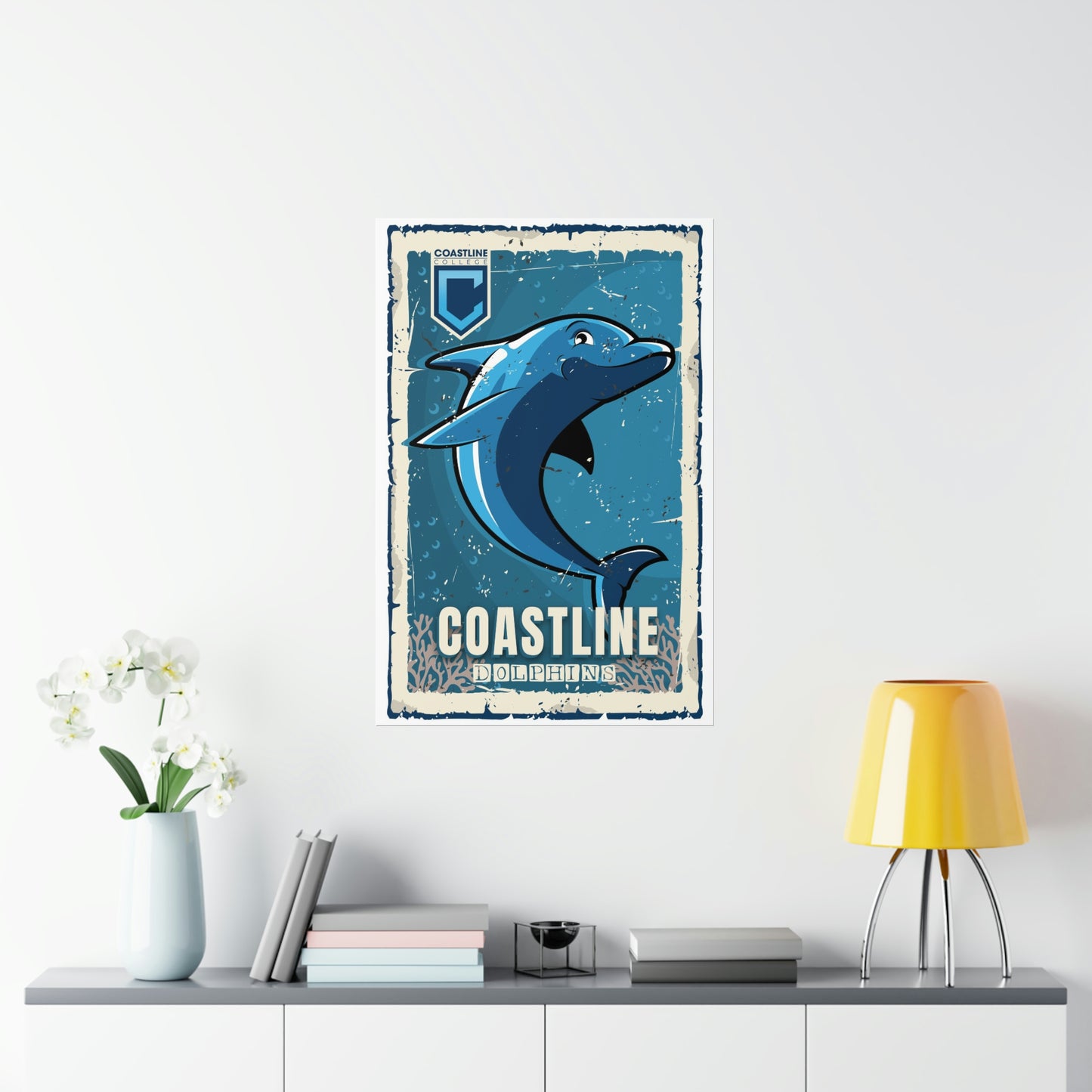 Coastline Dolphins Premium Matte Vertical Poster