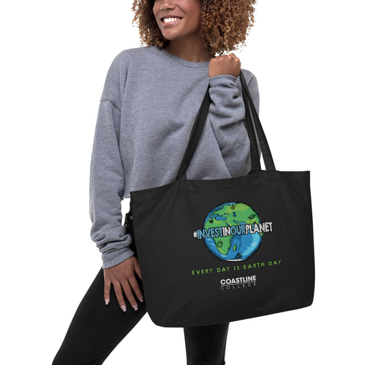 Coastline "Invest In Our Planet" Black Large Organic Tote Bag