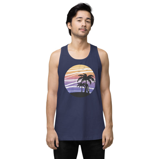Coastline Summertime Sunset Unisex Premium Tank Top (Dark Colors)