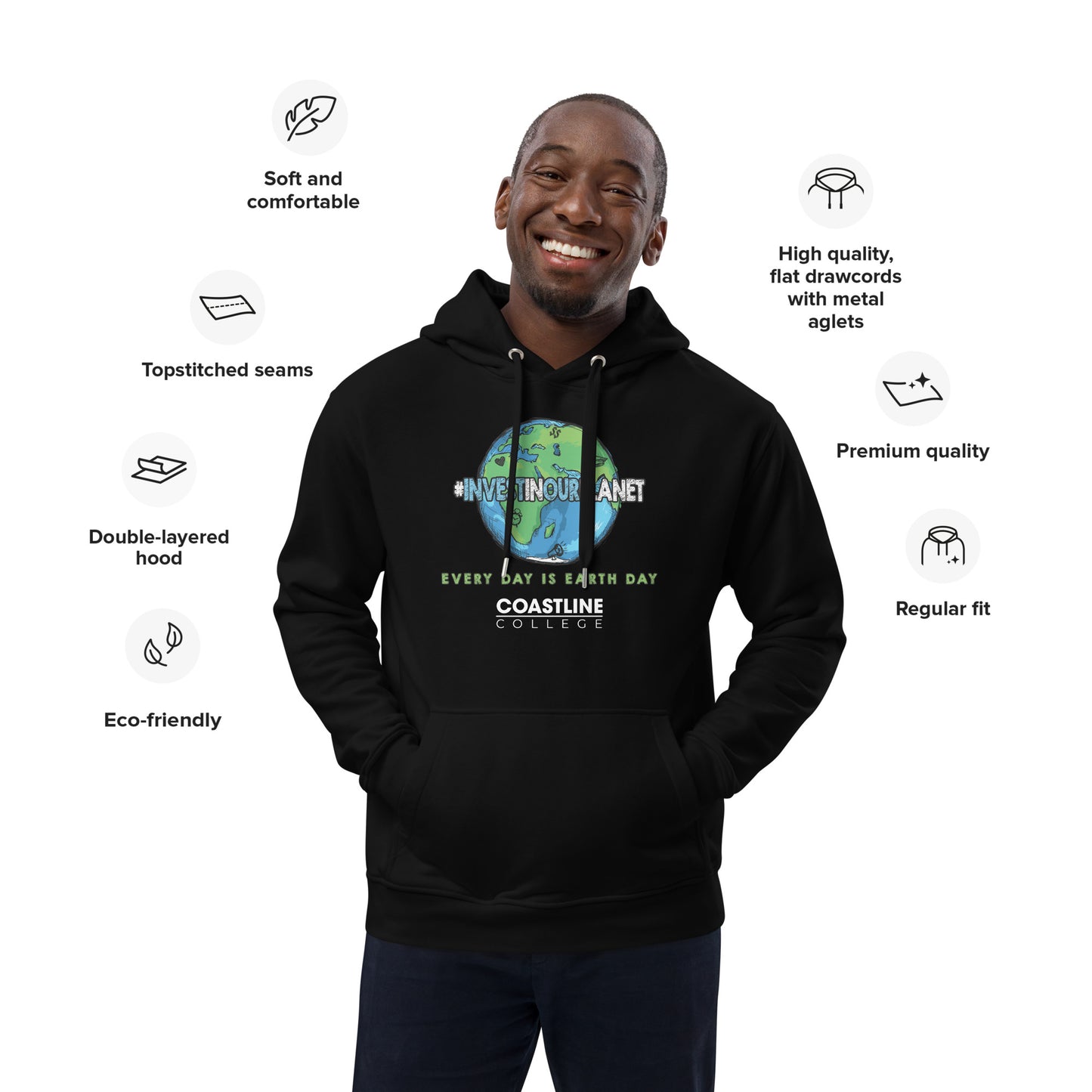 Coastline "Invest In Our Planet" Black Premium Eco Hoodie