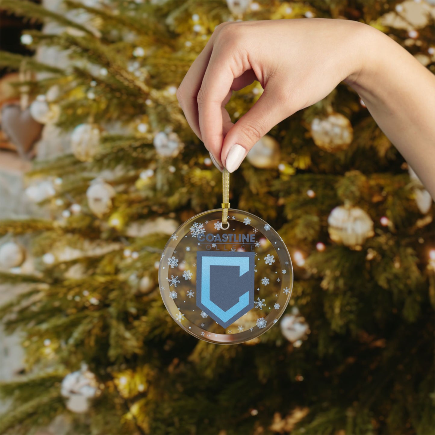 Coastline Holiday Shield Logo Glass Ornament