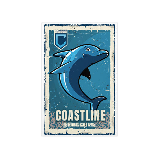 Coastline Dolphins Premium Matte Vertical Poster