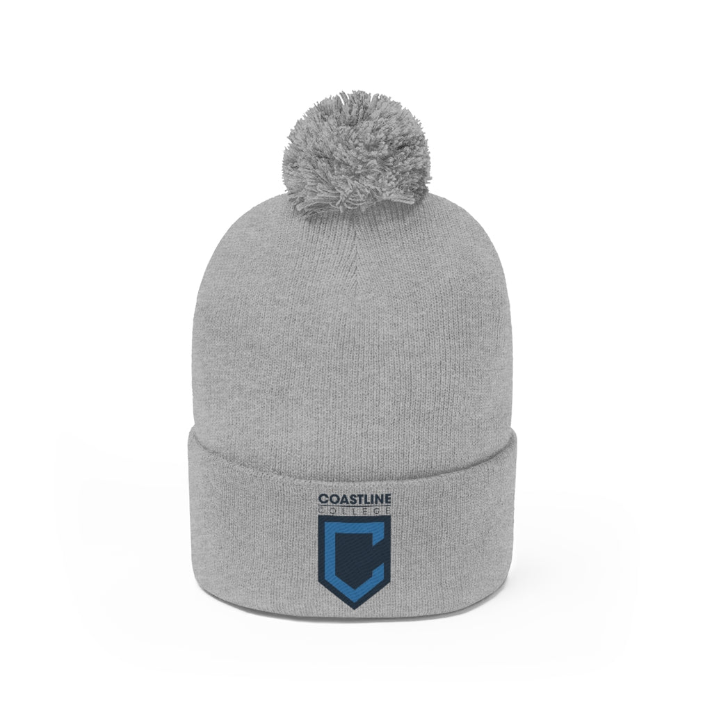 Shield Logo Embroidered Pom Pom Beanie