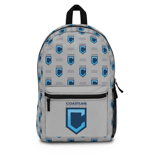 Shield Logo & Waves Light Gray Backpack