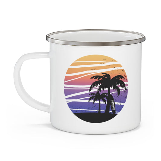 Coastline Summertime Sunset Enamel Camping Mug