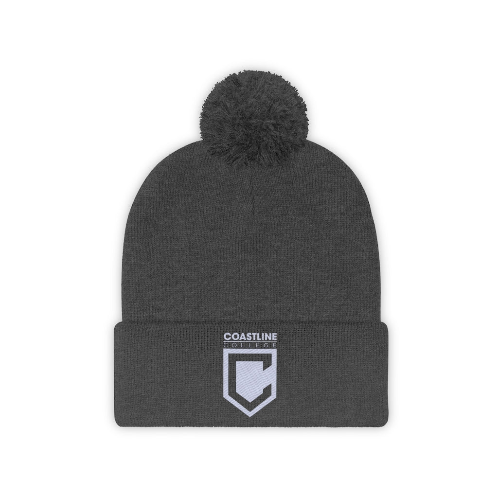 Shield Logo Embroidered Pom Pom Beanie