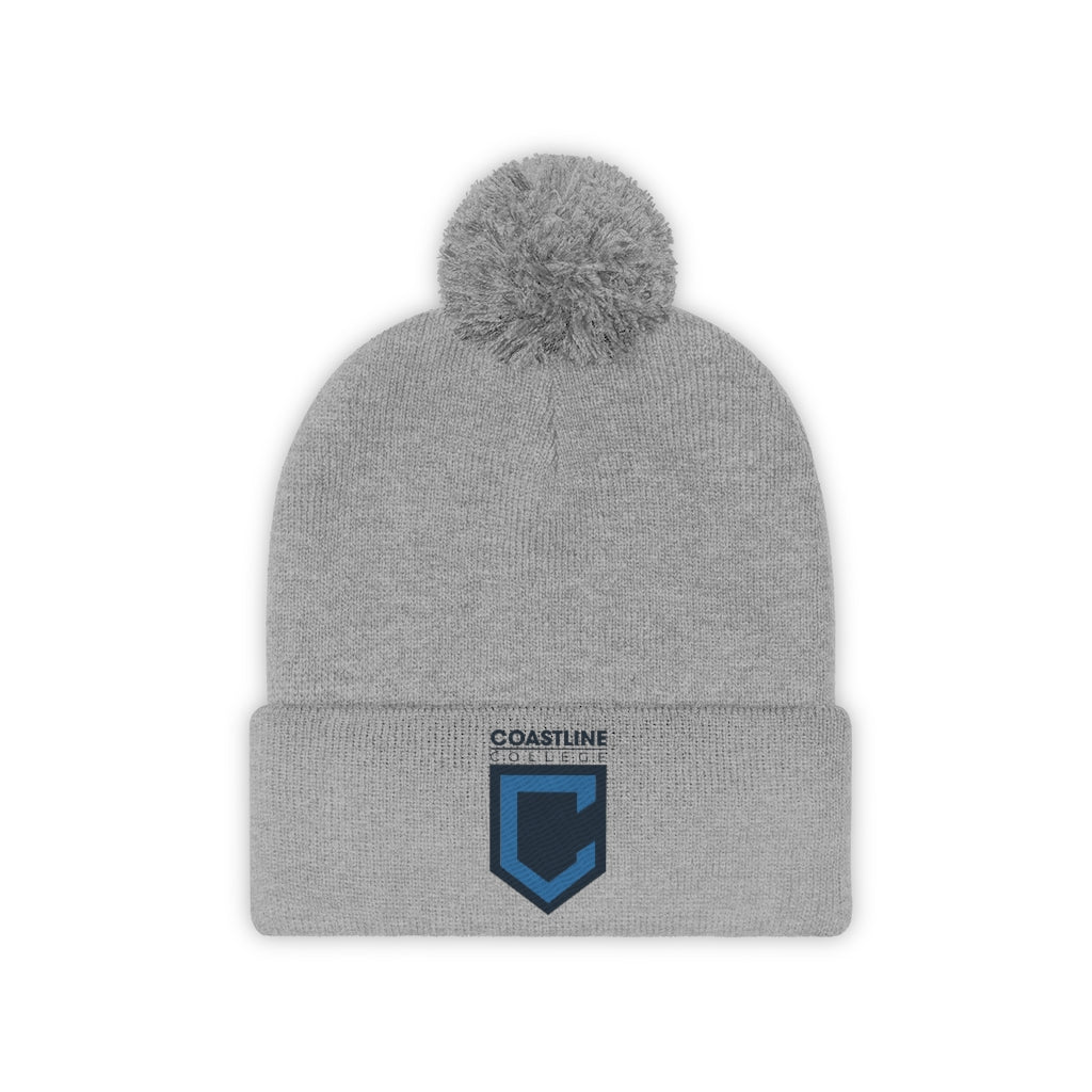 Shield Logo Embroidered Pom Pom Beanie