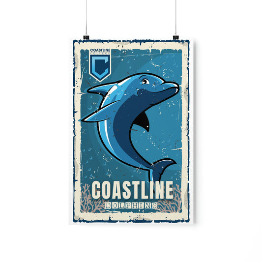 Coastline Dolphins Premium Matte Vertical Poster