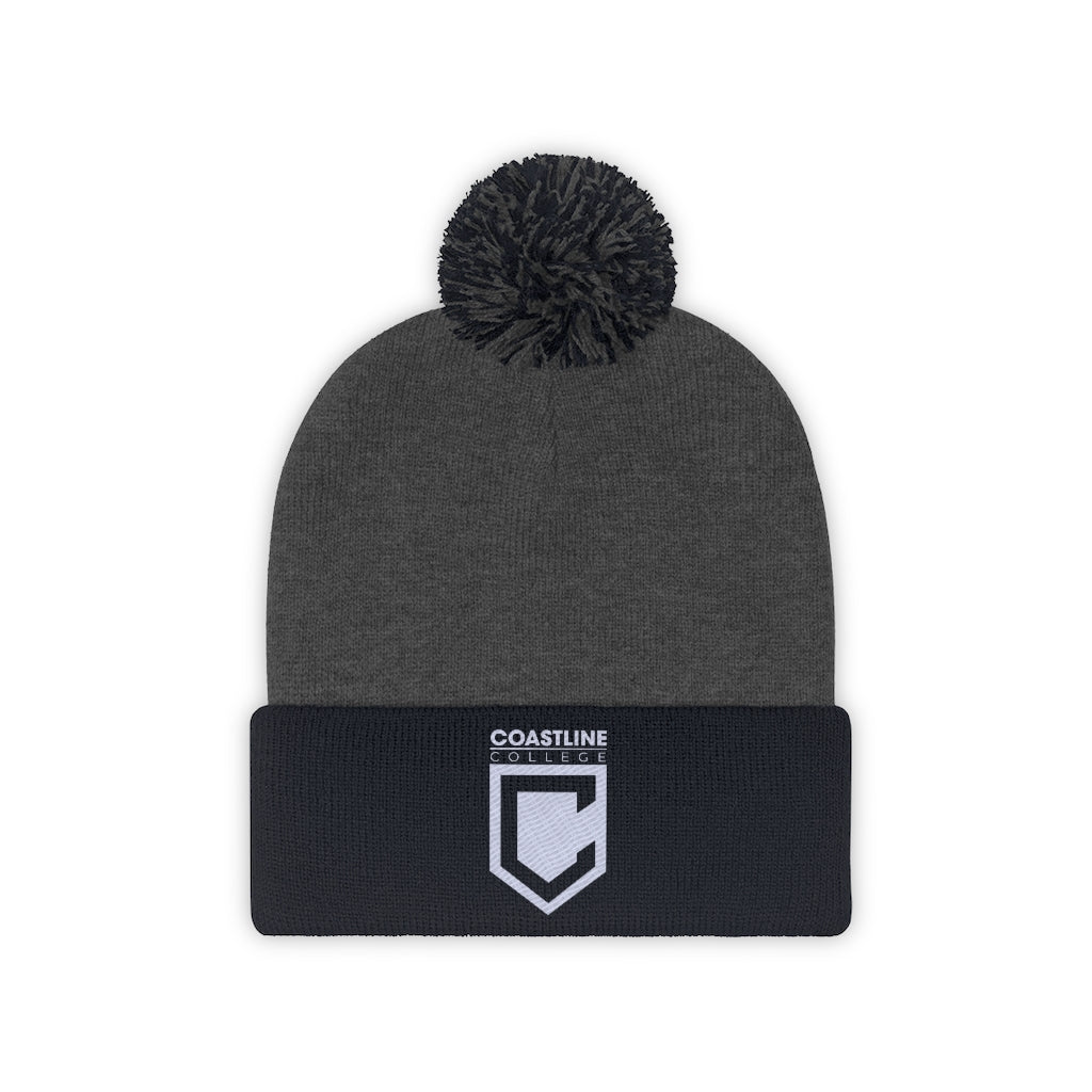 Shield Logo Embroidered Pom Pom Beanie