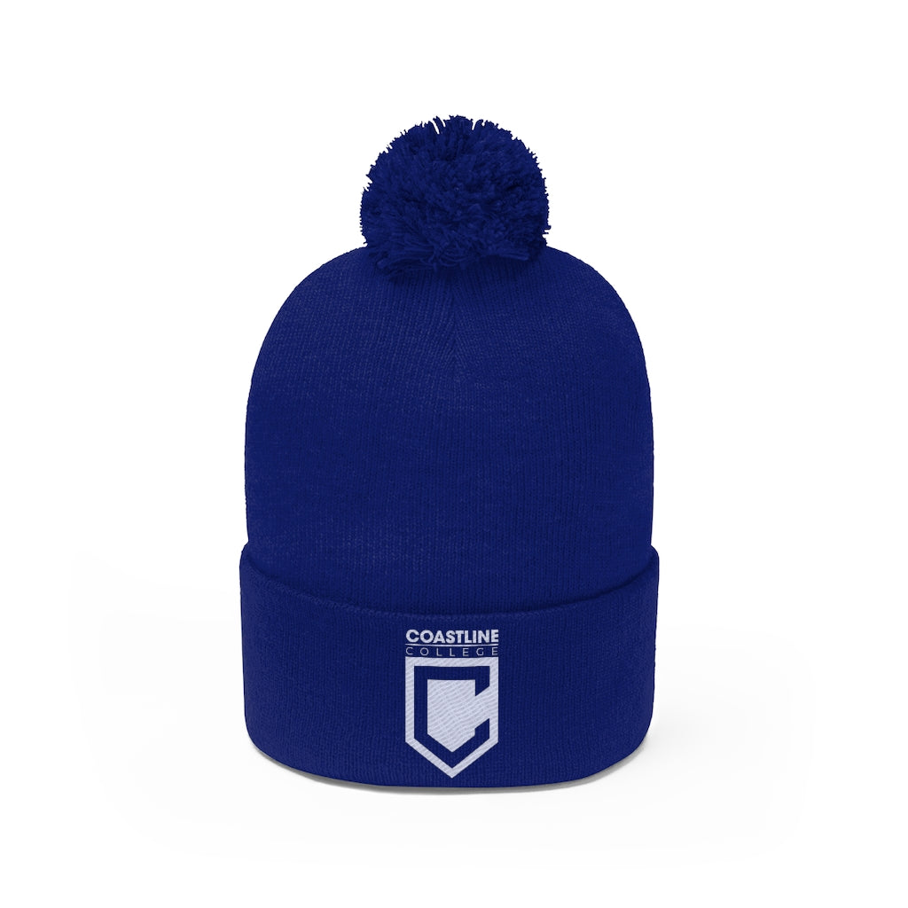 Shield Logo Embroidered Pom Pom Beanie