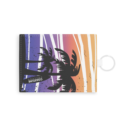 Coastline Summertime Sunset Saffiano Leather Card Holder