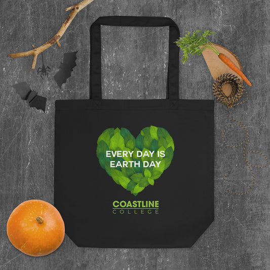 Coastline "Every Day is Earth Day" Black Eco Tote Bag