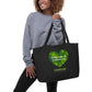 Coastline "Every Day is Earth Day" Large Organic Tote Bag (Black)