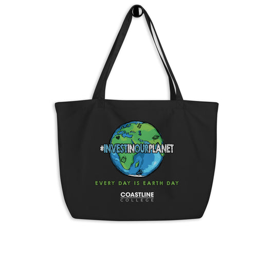 Coastline "Invest In Our Planet" Black Large Organic Tote Bag
