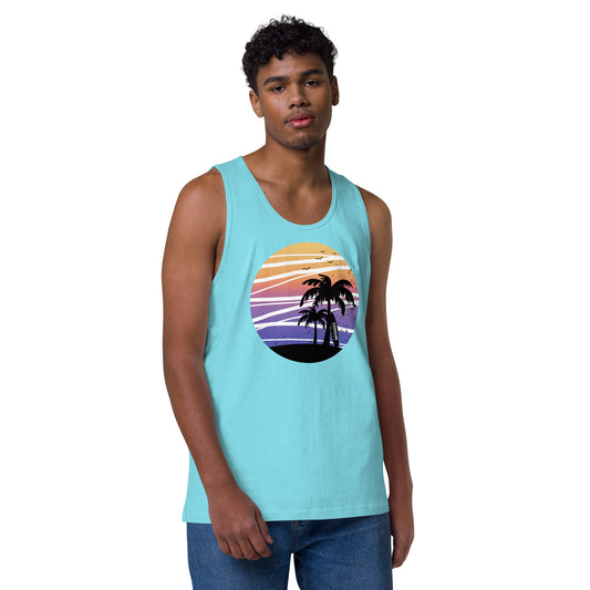 Coastline Summertime Sunset Unisex Premium Tank Top (Light Colors)