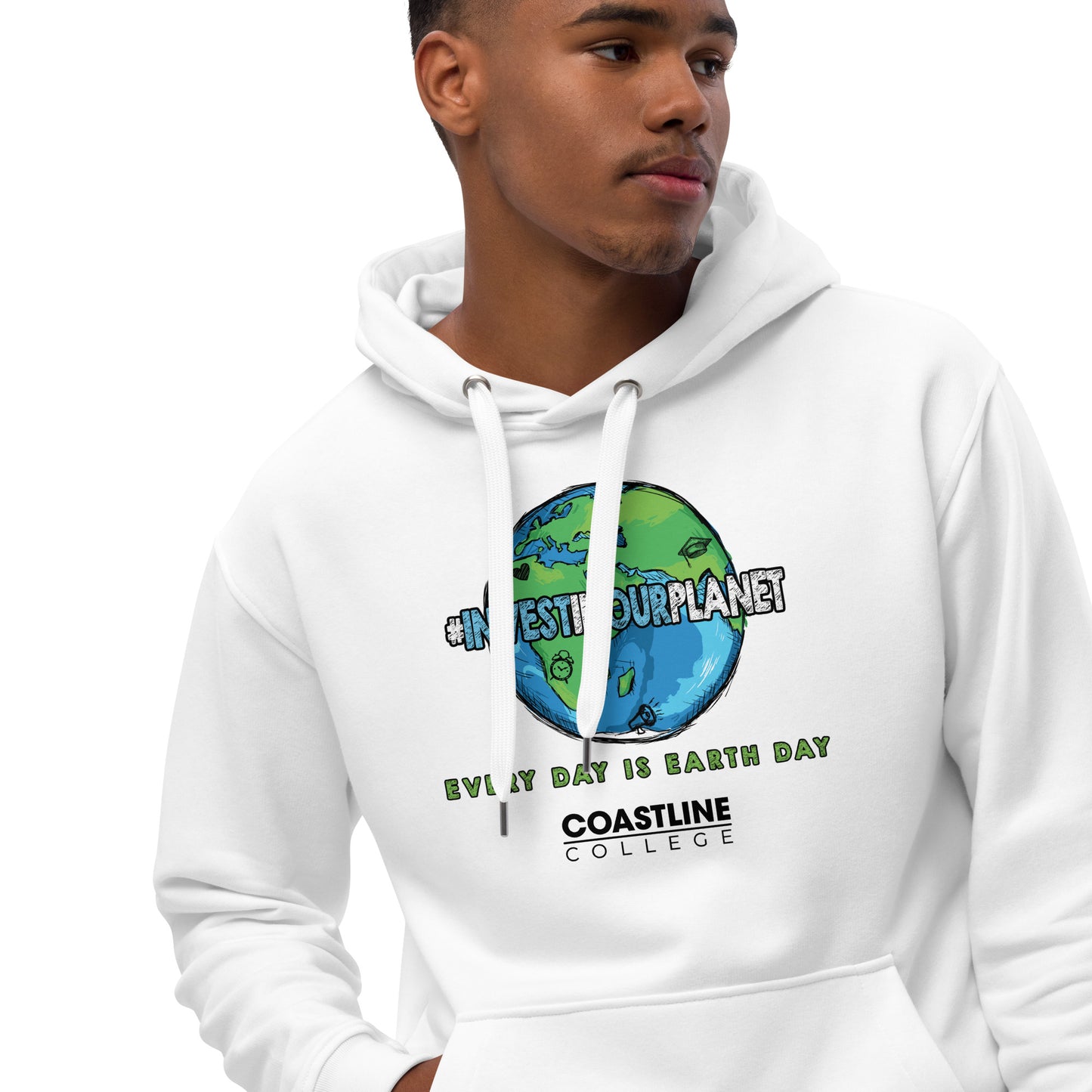 Coastline "Invest In Our Planet" White Premium Eco Hoodie