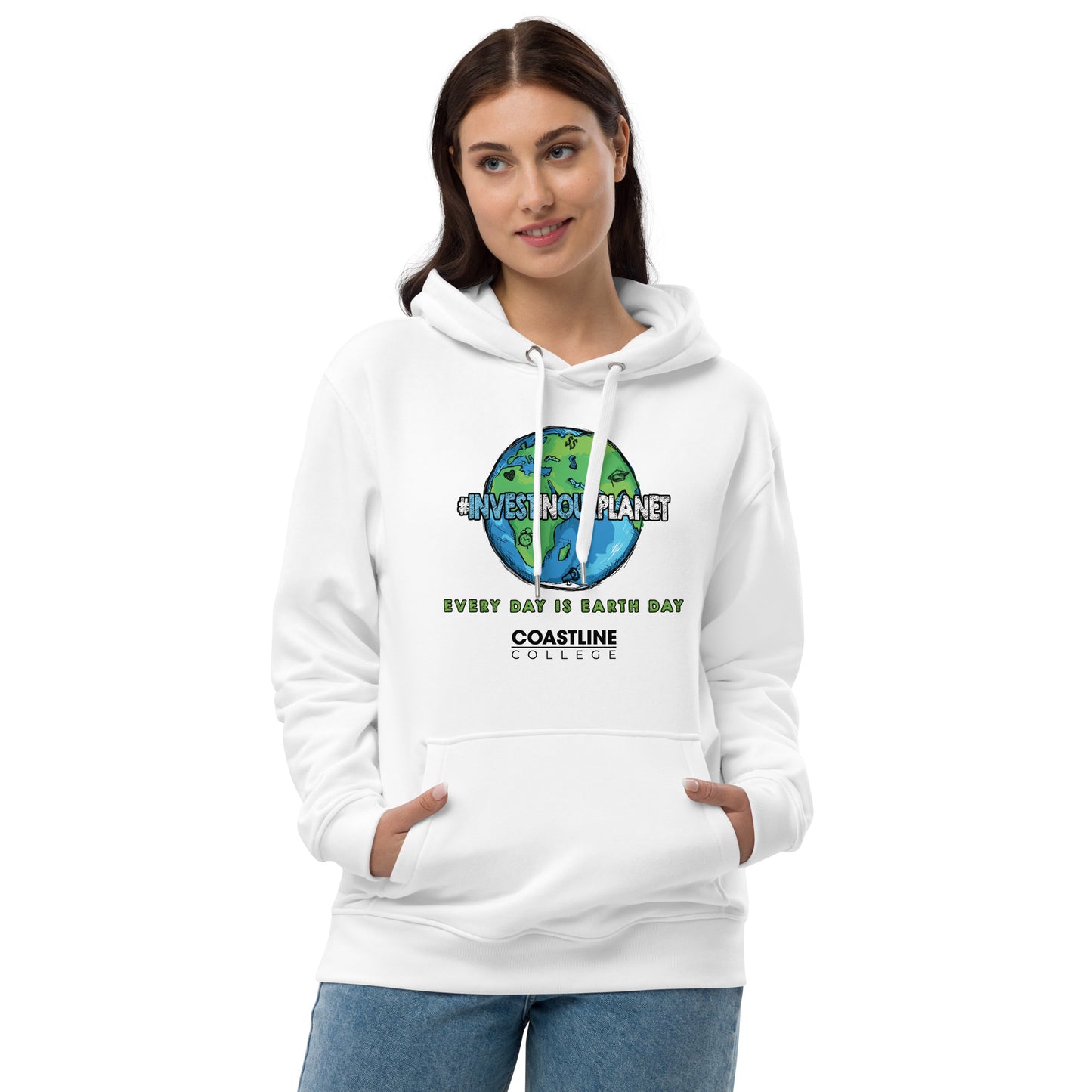 Coastline "Invest In Our Planet" White Premium Eco Hoodie