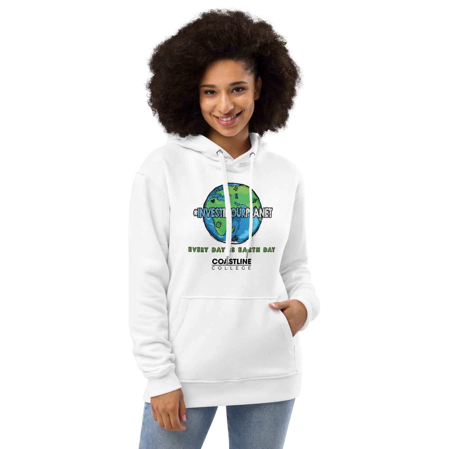 Coastline "Invest In Our Planet" White Premium Eco Hoodie